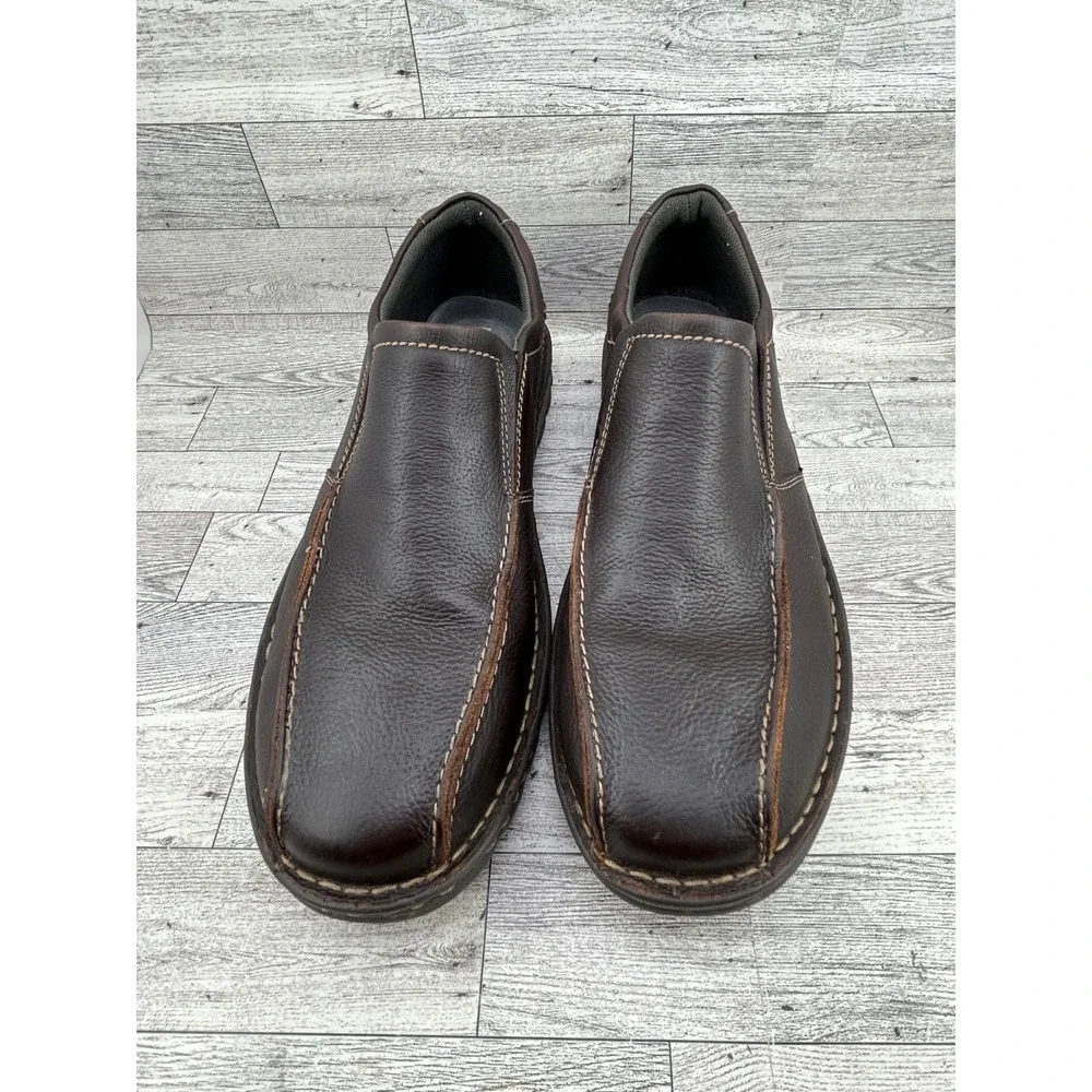 Clarks Mens Size‎ 12 W Brown Leather Slip On Soft Cushion Comfort Loafer Shoes